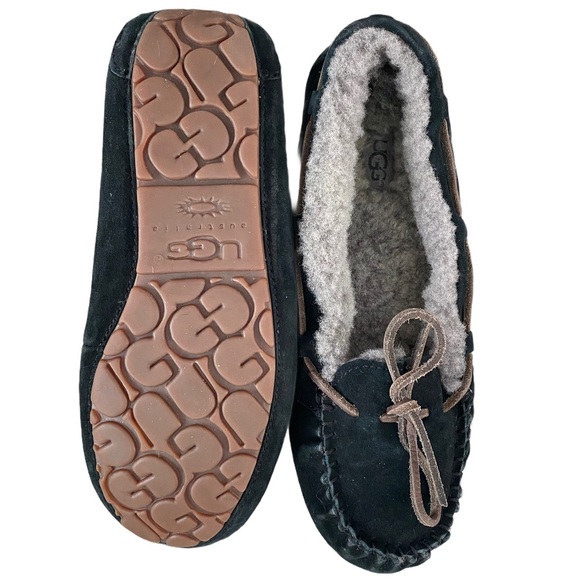 UGG Dakota shearling mocs dark blue slip on house shoes slippers 8 1862 - Picture 1 of 6